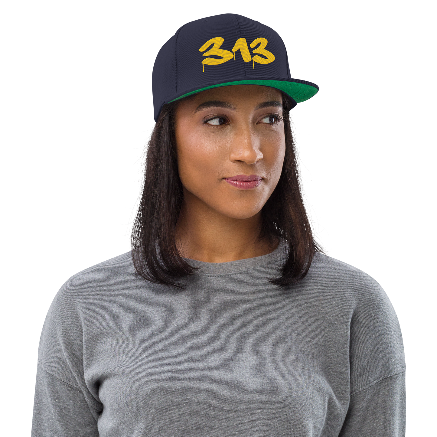 Detroit '313' Vintage Snapback (Tag Font) | Maize