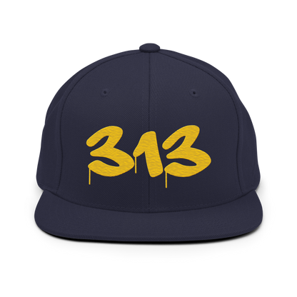 Detroit '313' Vintage Snapback (Tag Font) | Maize