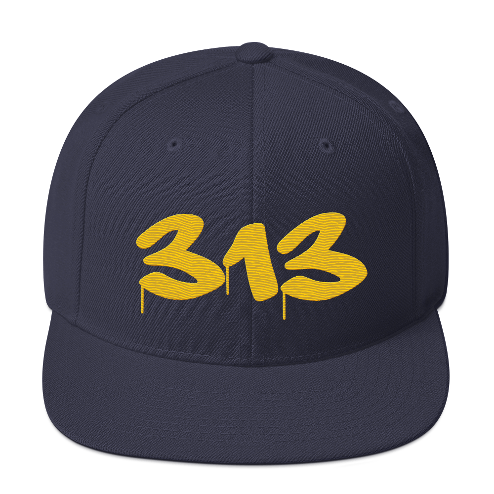 Detroit '313' Vintage Snapback (Tag Font) | Maize