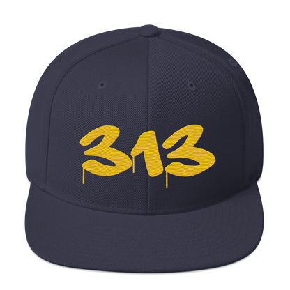 Detroit '313' Vintage Snapback (Tag Font) | Maize