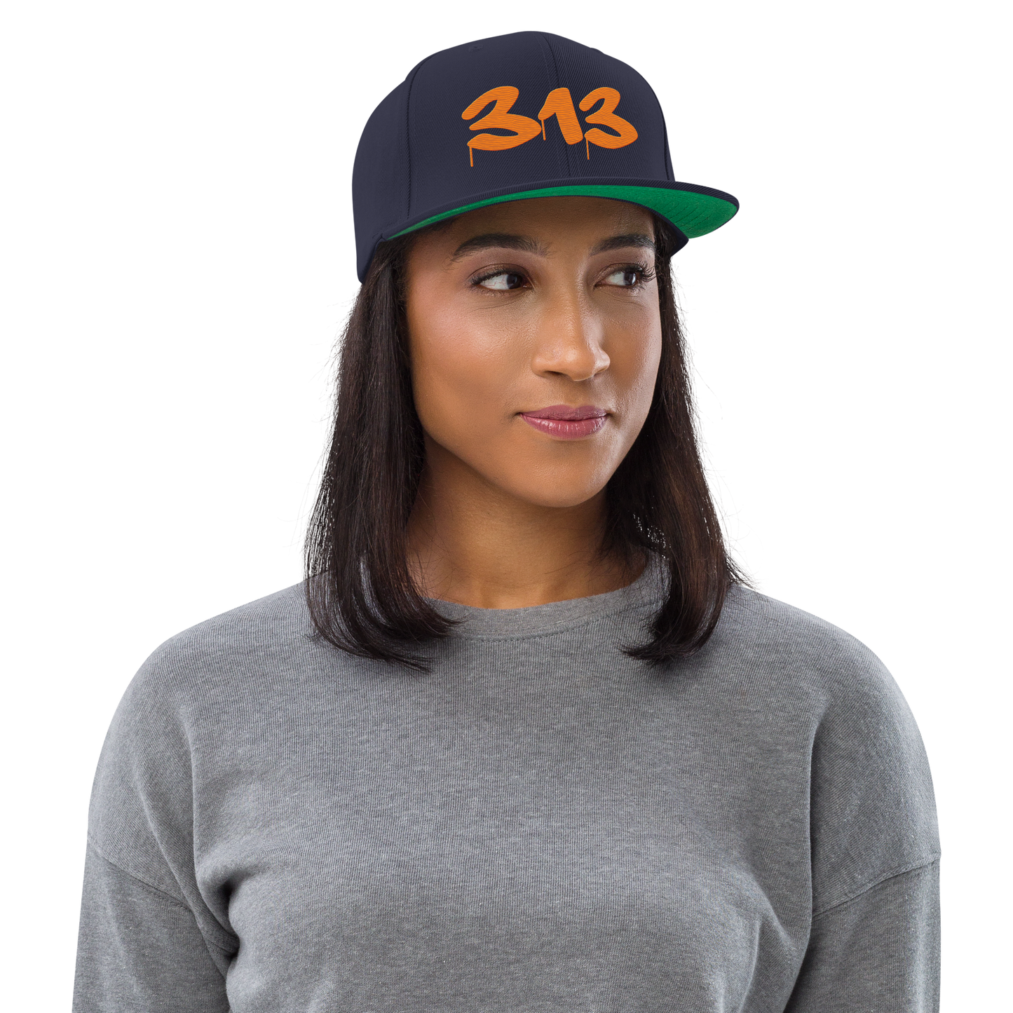 Detroit '313' Vintage Snapback (Tag Font) | Orange