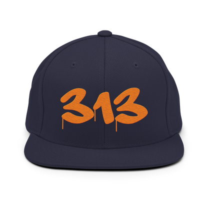 Detroit '313' Vintage Snapback (Tag Font) | Orange