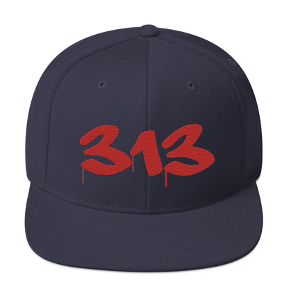 Detroit '313' Vintage Snapback (Tag Font) | Aliform Red