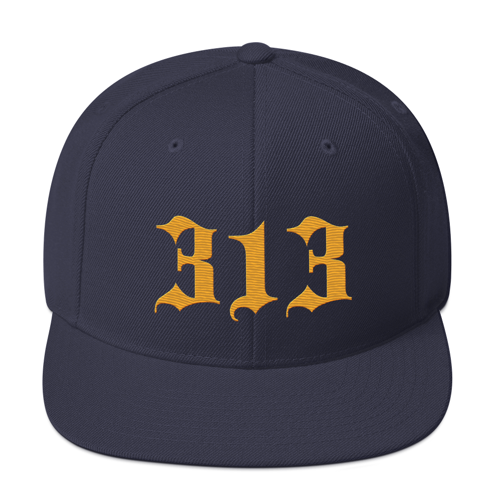 Detroit '313' Vintage Snapback (Old English Font) | Gold