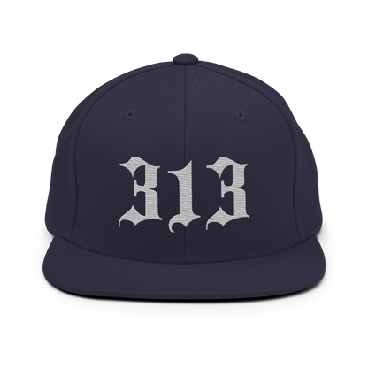 Detroit '313' Vintage Snapback (Old English Font) | Platinum