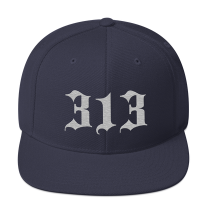 Detroit '313' Vintage Snapback (Old English Font) | Platinum