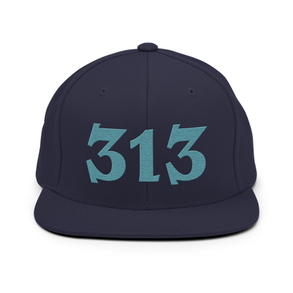 Detroit '313' Vintage Snapback (Angry Font) | Huron Blue