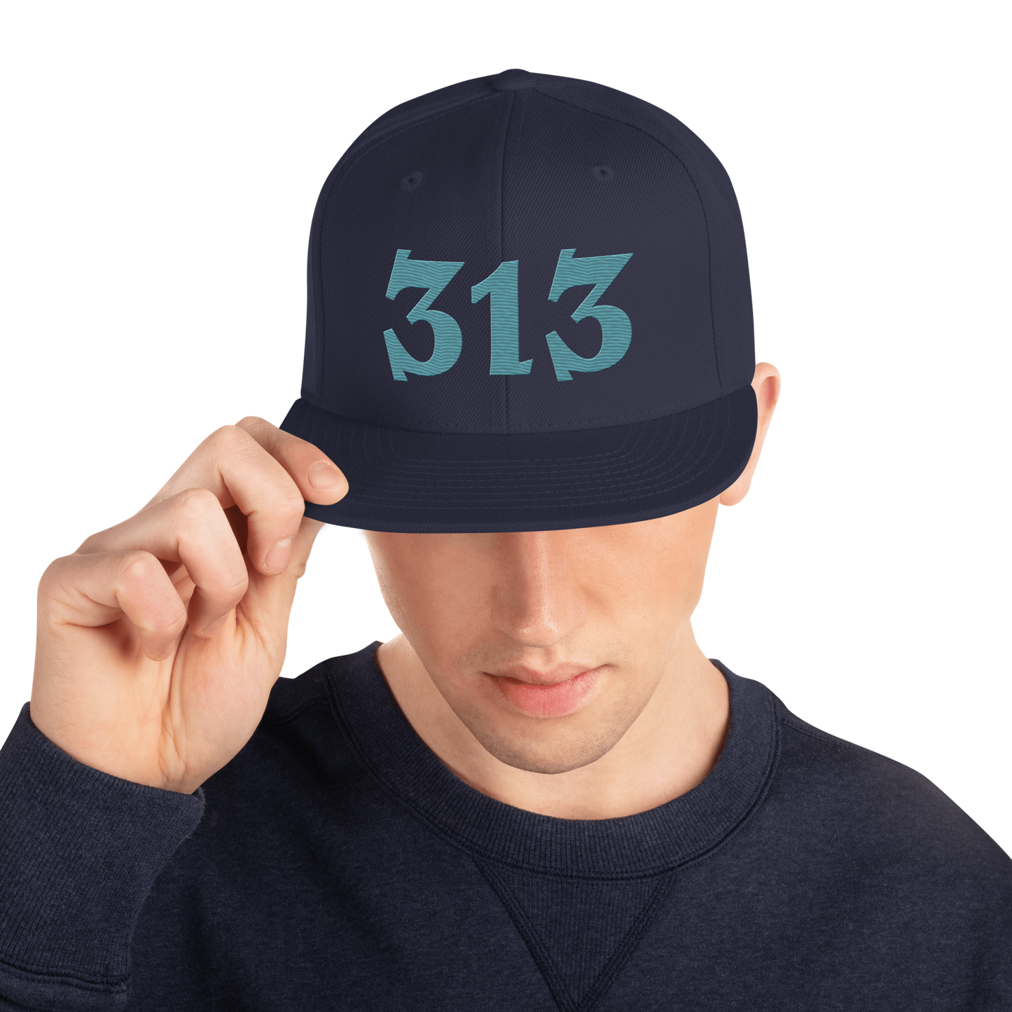 Detroit '313' Vintage Snapback (Angry Font) | Huron Blue