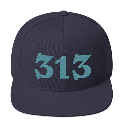 Detroit '313' Vintage Snapback (Angry Font) | Huron Blue