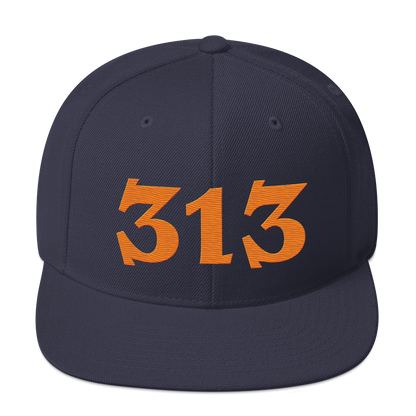 Detroit '313' Vintage Snapback (Angry Font) | Orange