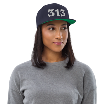 Detroit '313' Vintage Snapback (Angry Font) | Platinum