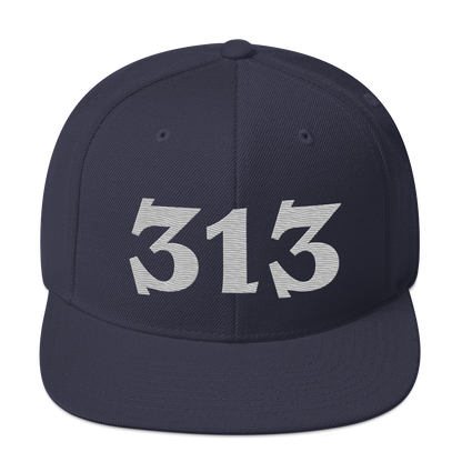 Detroit '313' Vintage Snapback (Angry Font) | Platinum