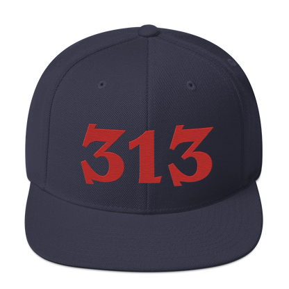 Detroit '313' Vintage Snapback (Angry Font) | Aliform Red