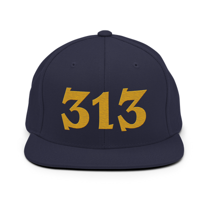 Detroit '313' Vintage Snapback (Angry Font) | Gold