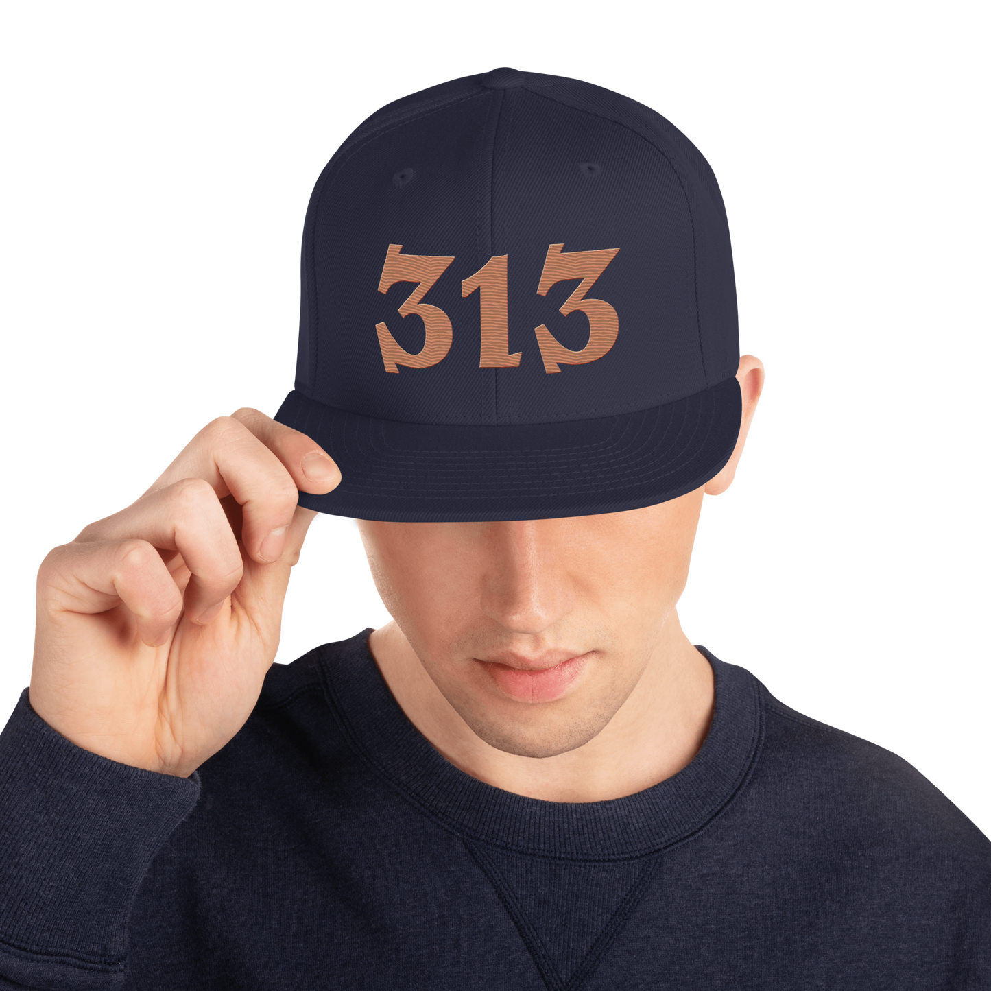 Detroit '313' Vintage Snapback (Angry Font) | Copper