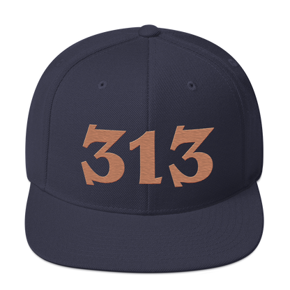 Detroit '313' Vintage Snapback (Angry Font) | Copper