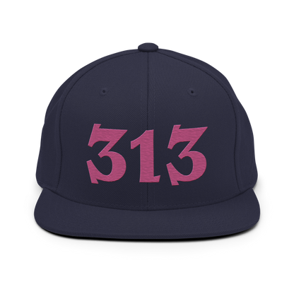 Detroit '313' Vintage Snapback (Angry Font) | Apple Blossom Pink