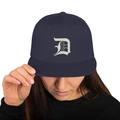 Detroit 'Old English D' Vintage Snapback (Ivory White)