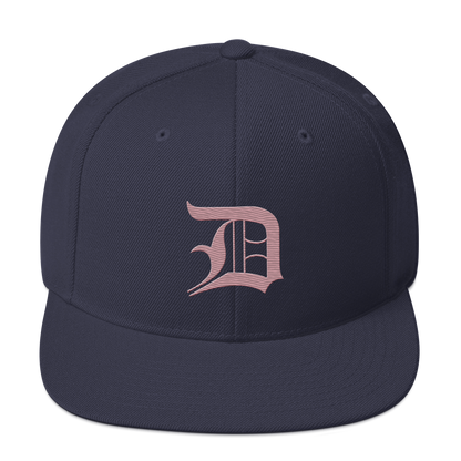 Detroit 'Old English D' Vintage Snapback (Cherry Blossom Pink)