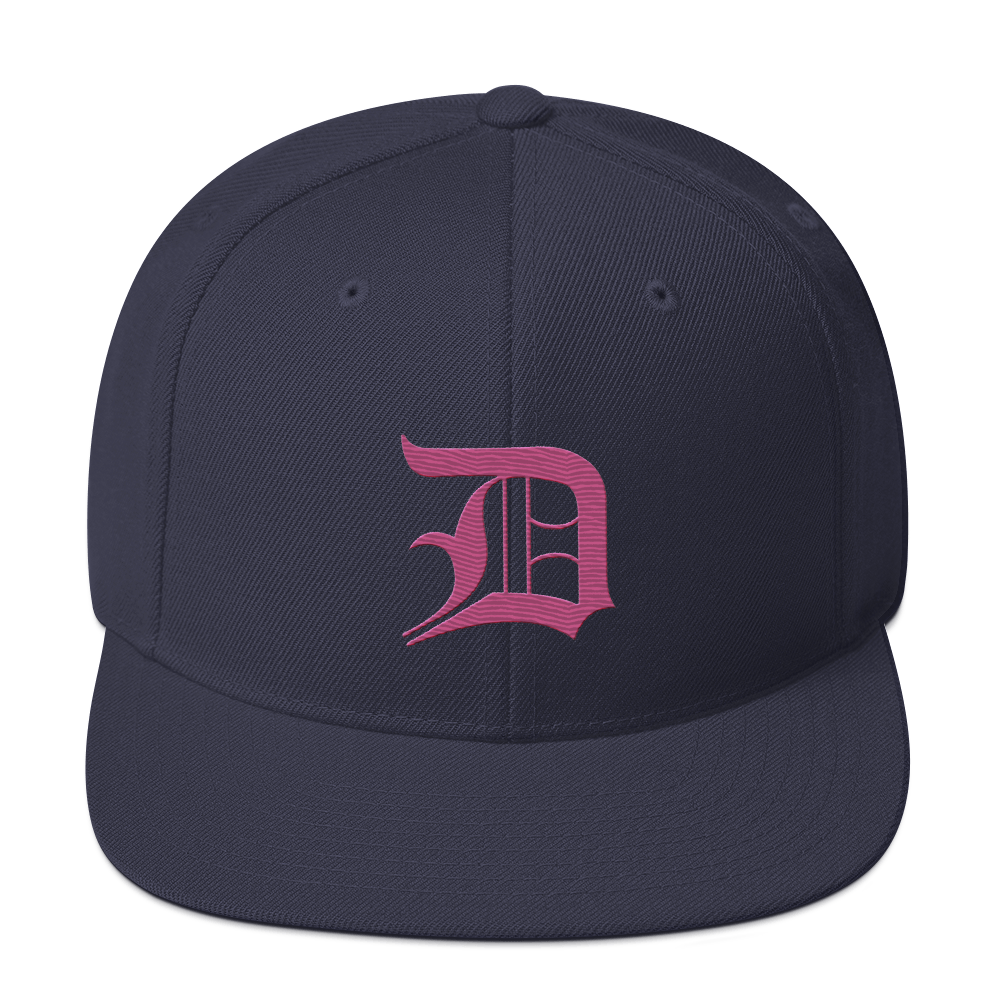 Detroit 'Old English D' Vintage Snapback (Apple Blossom Pink)