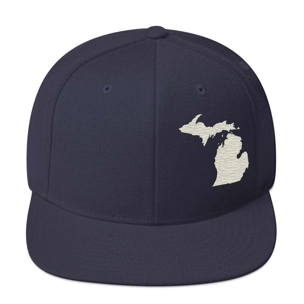 Michigan Vintage Snapback | Ivory White Outline