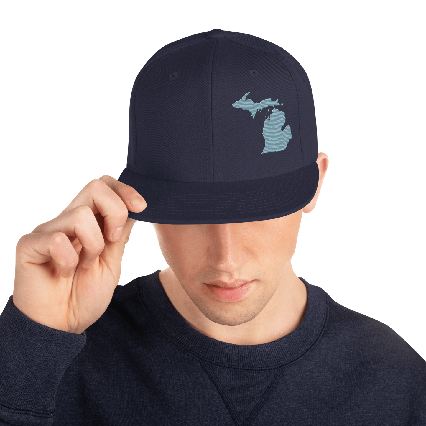 Michigan Vintage Snapback | Opal Blue Outline