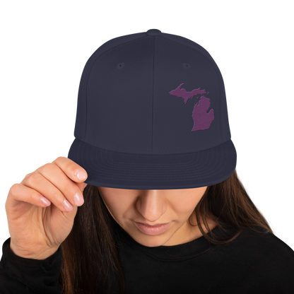 Michigan Vintage Snapback | Plum Outline