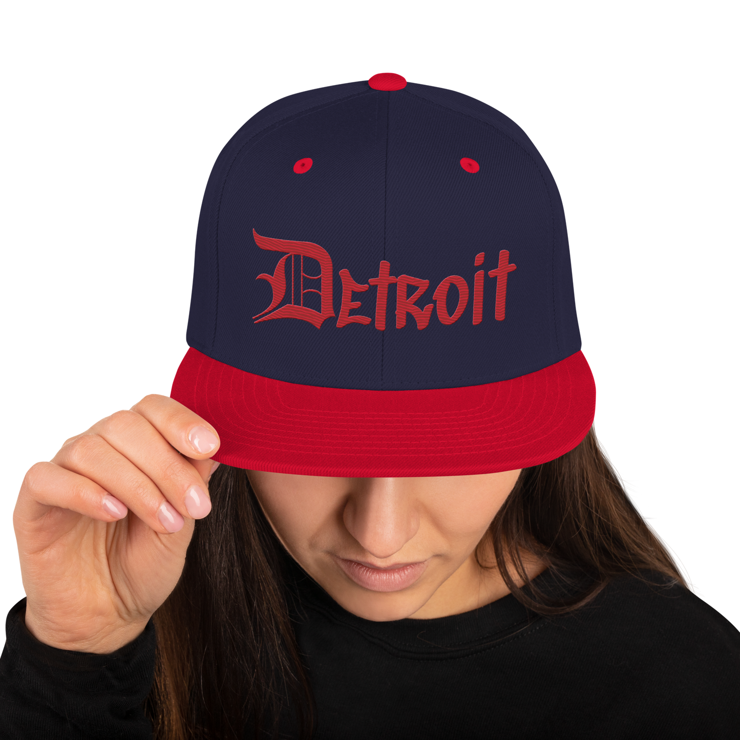 'Detroit' Vintage Snapback (OED Tag Font) | Red