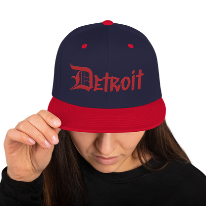 'Detroit' Vintage Snapback (OED Tag Font) | Red