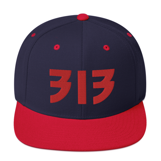 Detroit '313' Vintage Snapback (Glam Rock Font) | Red