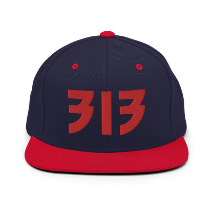 Detroit '313' Vintage Snapback (Glam Rock Font) | Red