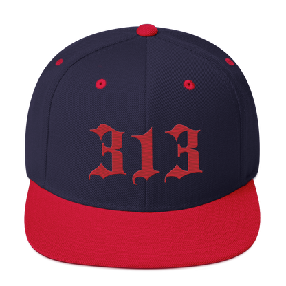 Detroit '313' Vintage Snapback (Old English Font) | Red