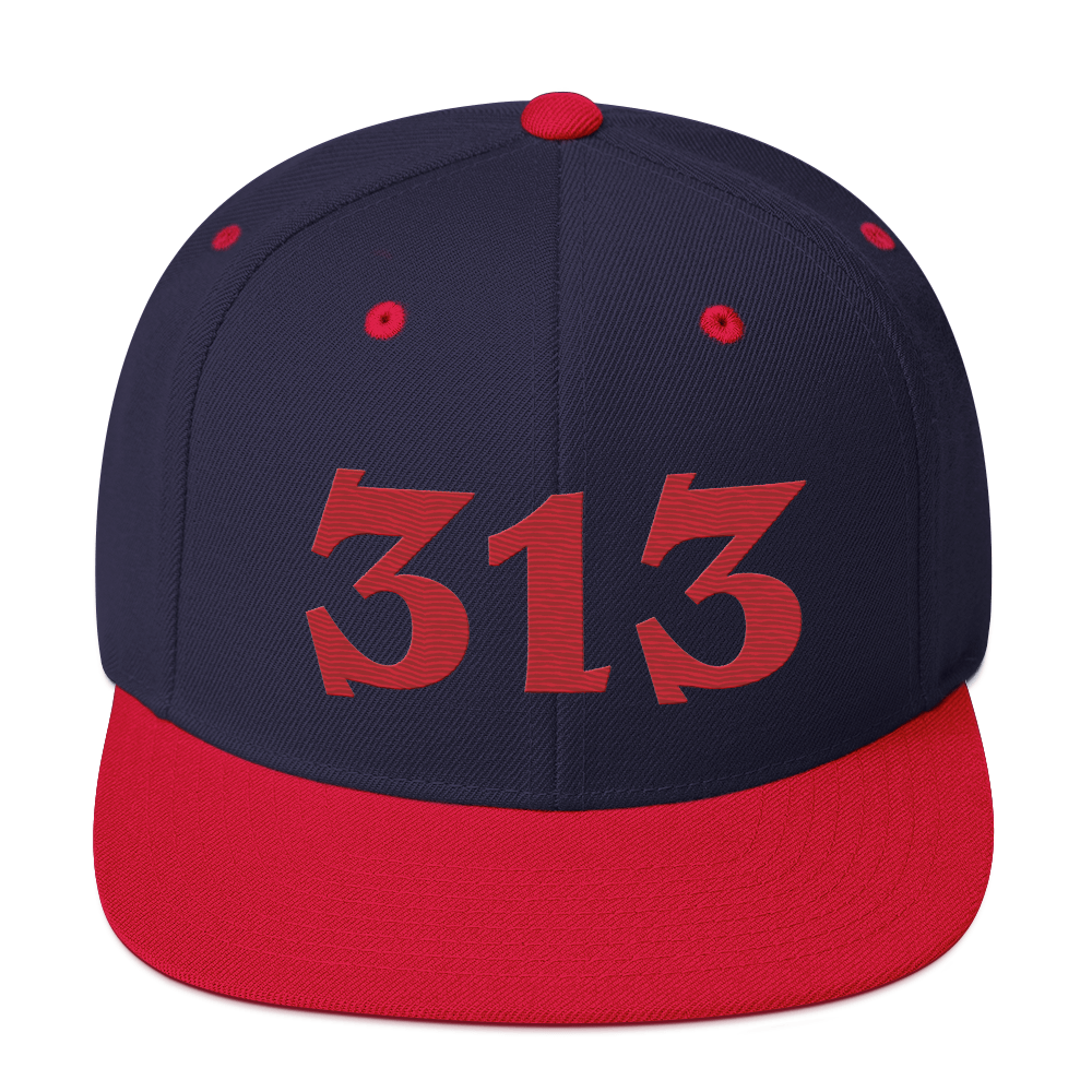 Detroit '313' Vintage Snapback (Angry Font) | Red