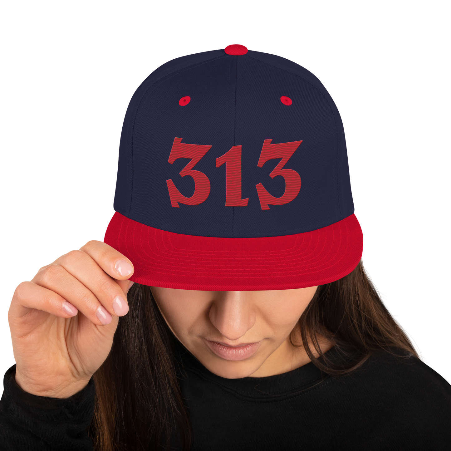 Detroit '313' Vintage Snapback (Angry Font) | Red