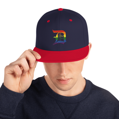 Detroit 'Old English D' Vintage Snapback (Rainbow Pride Edition)