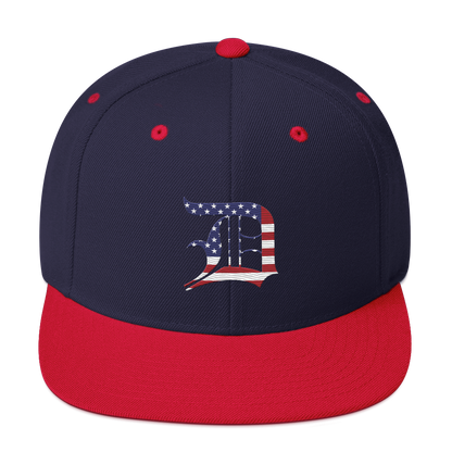 Detroit 'Old English D' Vintage Snapback (Patriot Edition)