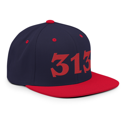 Detroit '313' Vintage Snapback (Angry Font) | Red