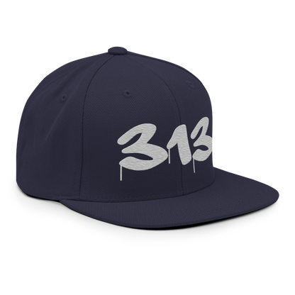 Detroit '313' Vintage Snapback (Tag Font) | Platinum