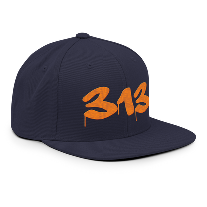 Detroit '313' Vintage Snapback (Tag Font) | Orange