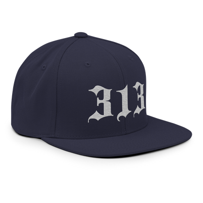 Detroit '313' Vintage Snapback (Old English Font) | Platinum