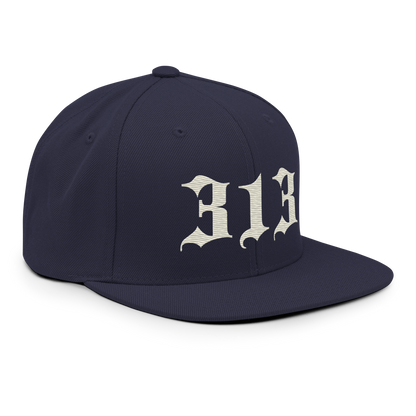 Detroit '313' Vintage Snapback (Old English Font) | Ivory White