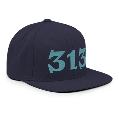 Detroit '313' Vintage Snapback (Angry Font) | Huron Blue