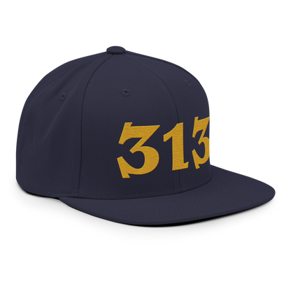 Detroit '313' Vintage Snapback (Angry Font) | Gold