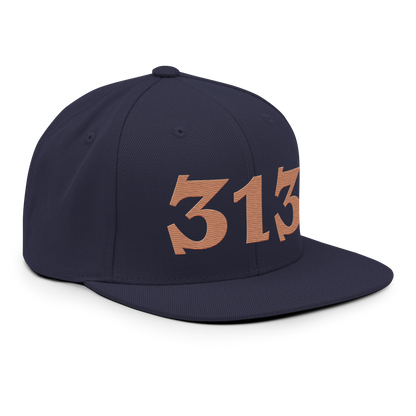 Detroit '313' Vintage Snapback (Angry Font) | Copper