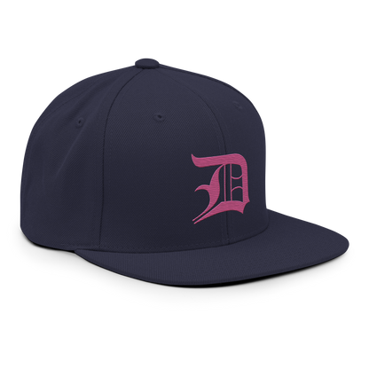 Detroit 'Old English D' Vintage Snapback (Apple Blossom Pink)