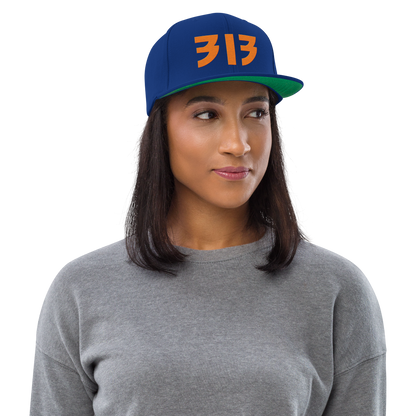 Detroit '313' Vintage Snapback (Glam Rock Font) | Orange