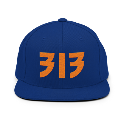 Detroit '313' Vintage Snapback (Glam Rock Font) | Orange