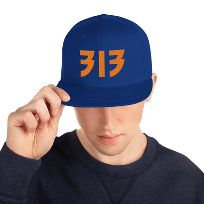 Detroit '313' Vintage Snapback (Glam Rock Font) | Orange