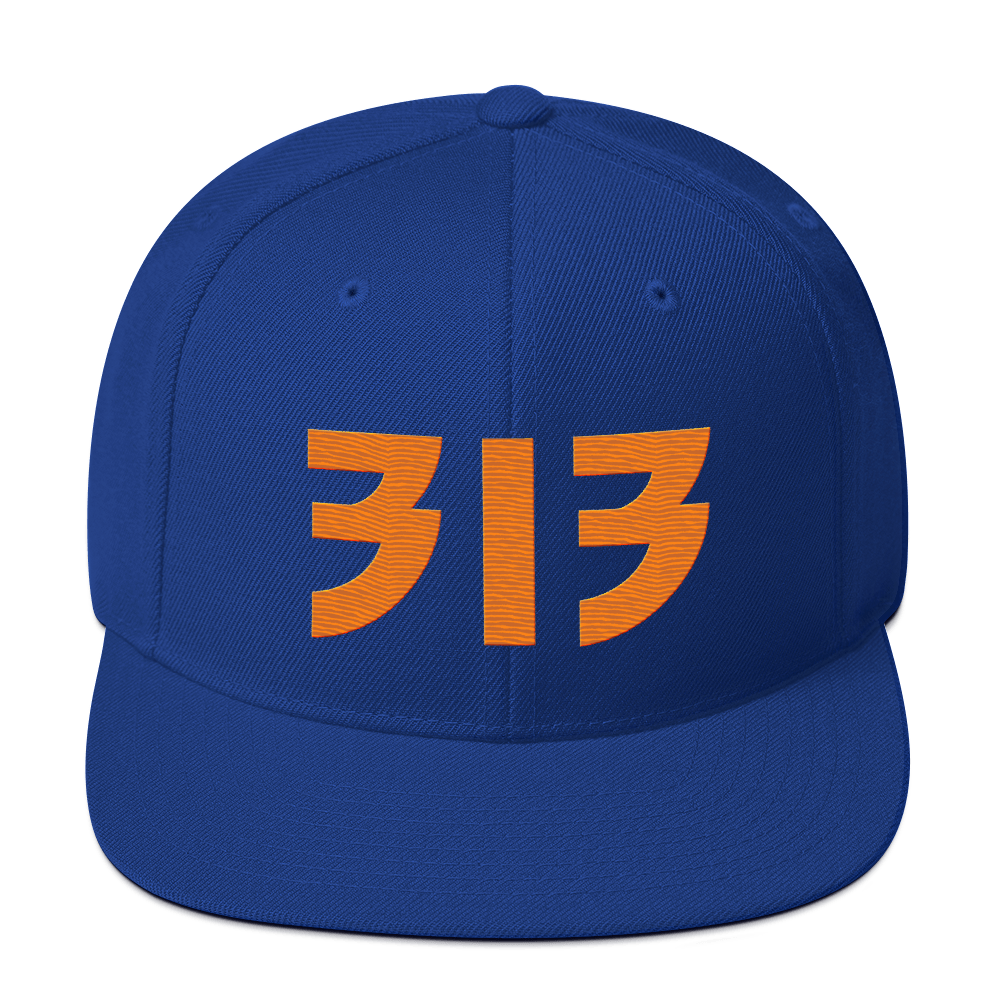 Detroit '313' Vintage Snapback (Glam Rock Font) | Orange