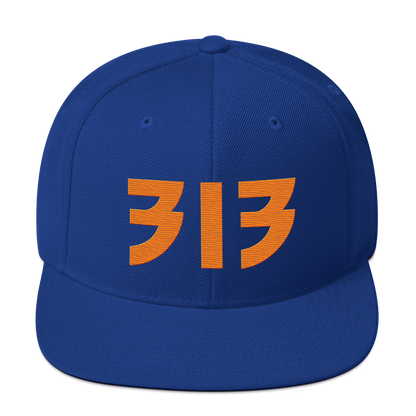 Detroit '313' Vintage Snapback (Glam Rock Font) | Orange